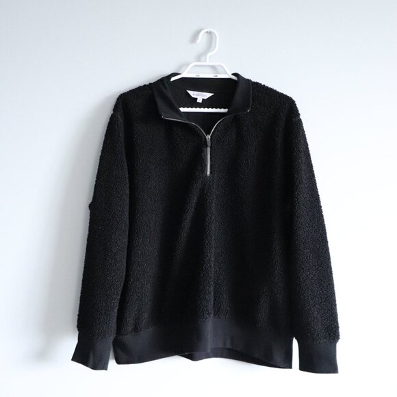 Northern Reflections Women's L Black 1/4 Zip Black Long Sleeve Sherpa Sweater - Picture 1 of 9